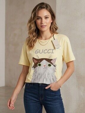 Gucci Cat Graphic T-Shirt for Cats Lovers S Unisex